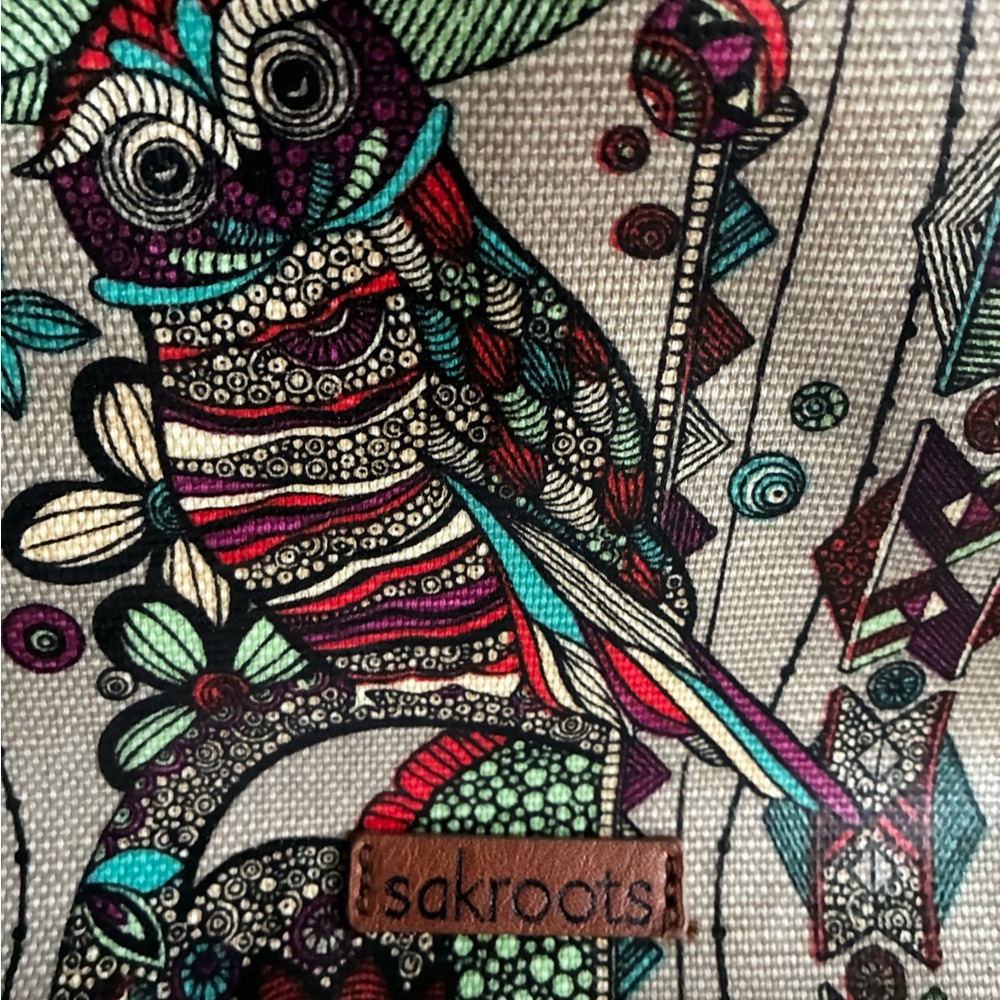 Sakroots Owl Crossbody Bag Shoulder Purse Coated Canvas- Adjustable Strap - Picture 6 of 10